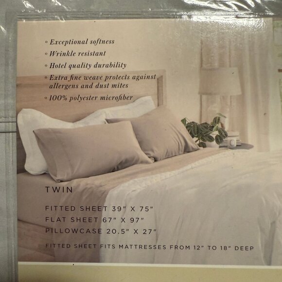 Jennifer Adams HOME Eternal Collection 3pc Sheet Set Super Soft Beige Twin - Picture 8 of 11